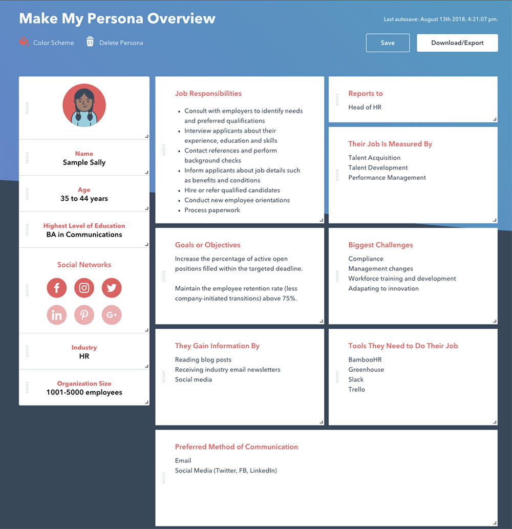 Hubspot Buyer Persona Template